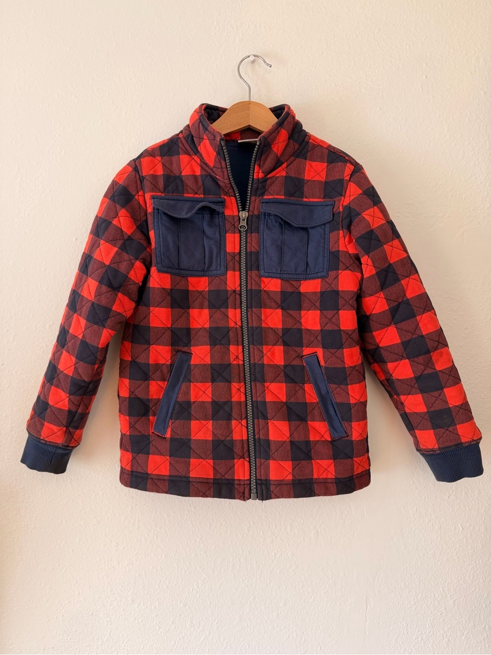 Hanna Andersson Red and Navy Buffalo Plaid Quilted Jacket